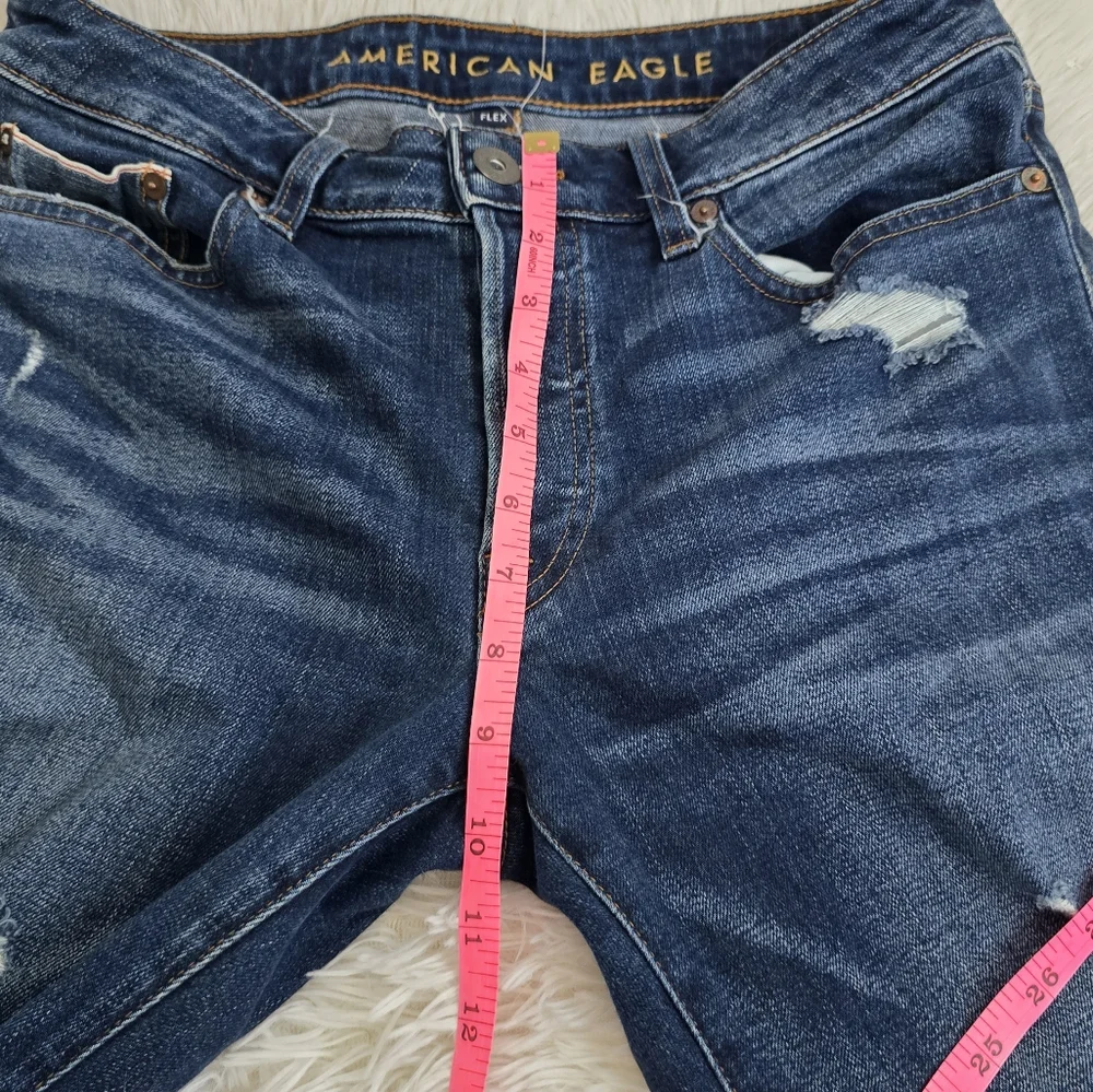 American Eagle Men's Dark Wash Slim Flex Distressed Jeans 30X34